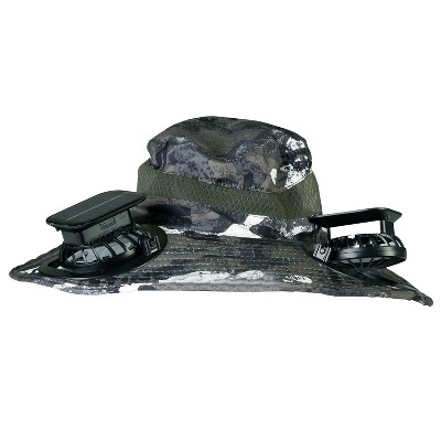 LakeForest"Outdoor Wide Brim Sun Hat with 2 Rechargeable Fans, Solar Powered, UPF 50+ for Hiking & Camping"GreenGraffiti