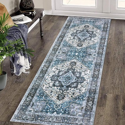 Area Rug Vintage Medallion Entryway Mat Washable Boho Floral Hallway Runner Bedroom Bedside Laundry Indoor Oriental Non-Slip Kitchen