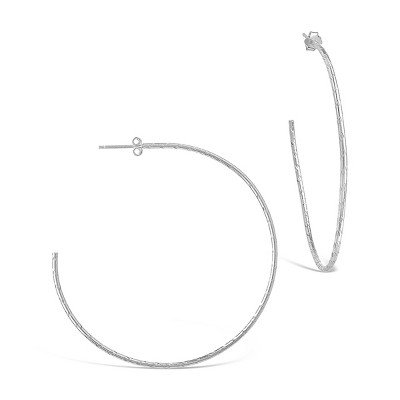 SHINE by Sterling Forever Sterling Silver Diamond-Cut 2.25" Hoop Earrings