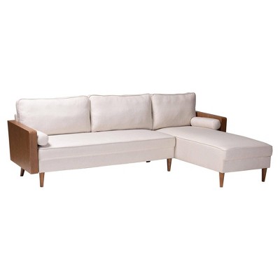 Baxton Studio Harleson Fabric and Wood Right Facing Sectional Sofa