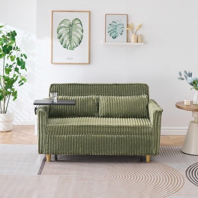 Compact Modern Sleeper Sofa with USB Port and Movable Tabletop for Living Room or Bedroom -3irtyhousy