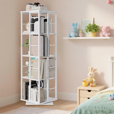 TackView 360°Rotating Bookshelf, 54''Tall Metal Spinning Bookshelf Tower,Industrial Revolving Bookcase Organizer for Home Office