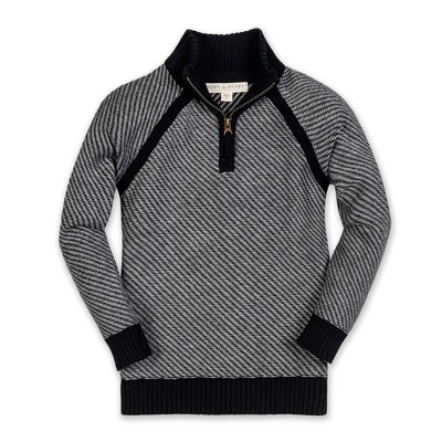 Hope & Henry Boys'  Long Sleeve Half Zip Raglan Contrast Sweater, Kids