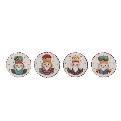 Transpac Dolomite 3.5 in Multicolor Christmas Nutcracker Coasters Set of 4 Perfect for Holiday Decor
