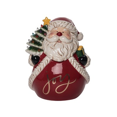Transpac 10.25 in Multicolored Ceramic Vintage Santa Cookie Jar for Christmas Holiday Decor