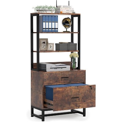 Tribesigns 2 Drawers Vertical File Cabinet, Filing Cabinet Printer Stand with Open Storage Shelves