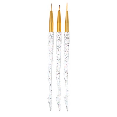 Unique Bargains Nail Art Brushes 3 Pcs Nail Design Tools Kit Nail Liner Brush Gold Tone Handle