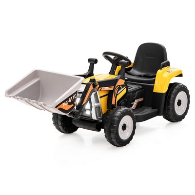 Costway Kids Ride On Excavator Digger 12V Electric Tractor RC w/ Digging Bucket Yellow\Blue\Pink