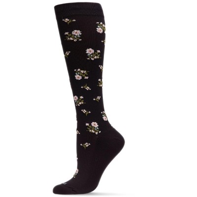 Memoi Women's Ditsy Floral Nylon 15-20mmHg Graduated Compression Socks