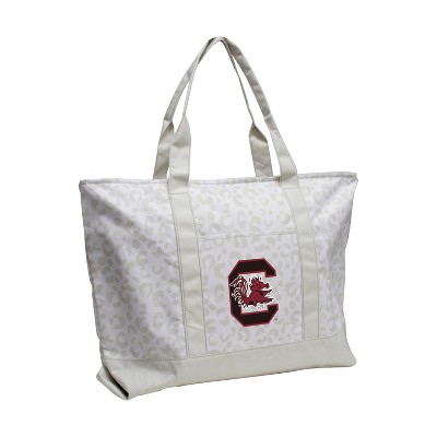 NCAA South Carolina Gamecocks Leopard Pattern Tote: Lightweight Polyester Shoulder Bag