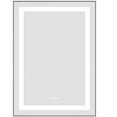 Ridstar 24 in. W x 32 in. H Gray Rectangular Bathroom Mirror with LED Lights