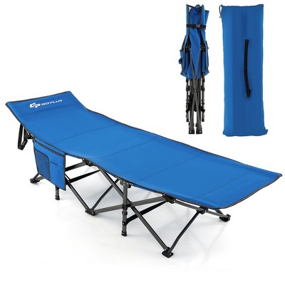 Costway Wide Foldable Camping Cot Heavy-Duty Steel Indoor & Outdoor Sleeping Cot Blue/Grey//Green/Black