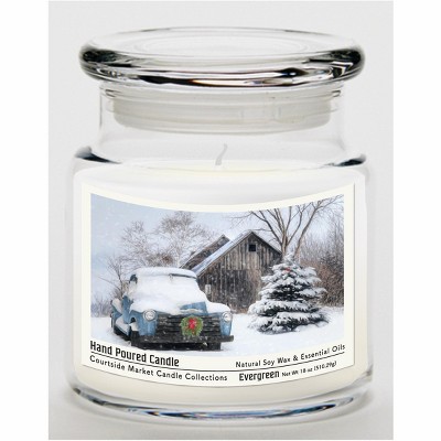 Courtside Market Christmas on the Farm Evergreen 18oz Soy Wax Candle Glass Jar & Lid