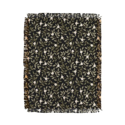 Iveta Abolina Blooming Vines Black Woven Throw Blanket - Deny Designs