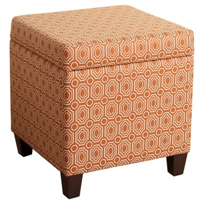 Sunshine Storage Cube Ottoman - Orange - HomePop: Upholstered Footstool, Wood Legs, No Assembly Required
