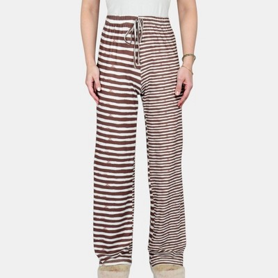 Anna-Kaci Lounge Women's Striped Drawstring Lounge Pants with Wide Leg and Soft Stretch Fabric