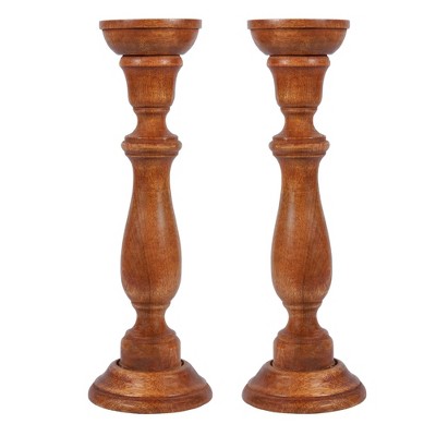 Mela Artisans Tuli Set of 2 Brown Finish Candlehodlers