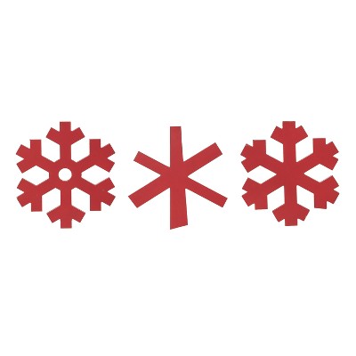Transpac MDF Red Snowflake Wall Decor Set of 3 Christmas Home Decorations for Festive Wall Art