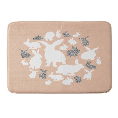 Deny Designs Iveta Abolina Nordic Bunny Memory Foam Bath Rug: Machine Washable, Microfiber, 1'9"x2'10"