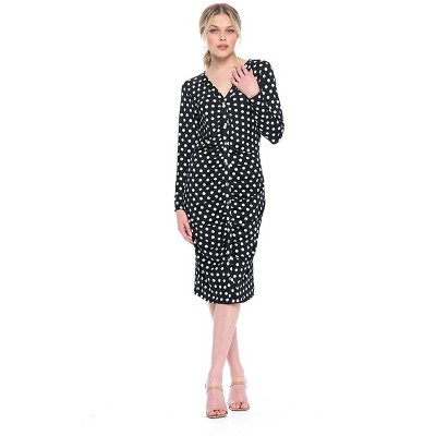 WEST K Women's Juliette Long Sleeve Faux-Button Midi Dress
