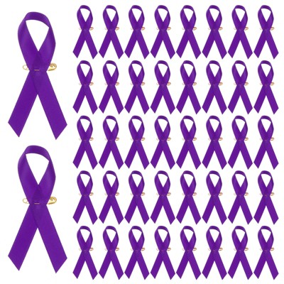 Unique Bargains Satin Awareness Ribbons with Safety Pins 200 Pcs