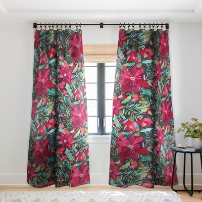 CayenaBlanca Watercolour Christmas Flowers Single Panel Sheer Window Curtain - Society6