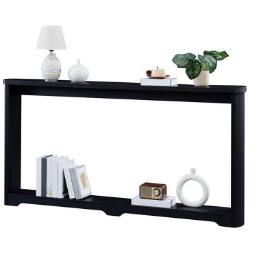 Gulches 70.1" Black Corrugated Texture Storage Console Table - Narrow Wooden, for Entranceways, Behind Sofa, 70.1"L×8.7"W×35.5"H