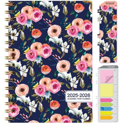 Global Printed Products Hardcover AY 2025-2026 Fashion Planner - 5.5"x8" (Small Navy Floral)