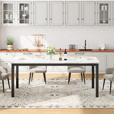 70.9/78.7 Inch Long Dining Table for 6-8 People, Large Rectangle Kitchen Table with Sturdy Metal Legs