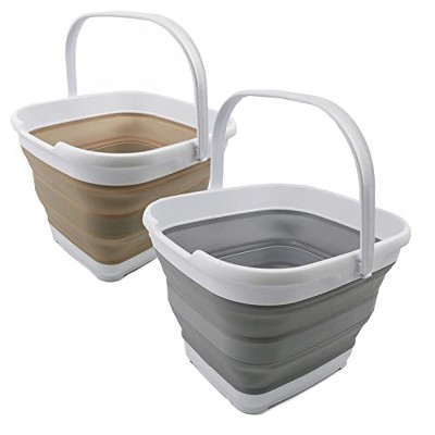 SAMMART 10L (2.6 Gallon) Set of 2 Collapsible Rectangular Handy Basket/Bucket
