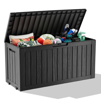 NAYSAYE Deck Box, 75 Gal Outdoor Storage Deck Box, Small Patio Storage Bin for Garden Tools, 46.06"*21.06"*21.65"