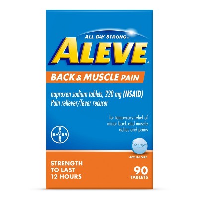 Aleve NSAID Back & Muscle Pain Reliever & Fever Reducer, Naproxen Sodium Tablets - 90ct