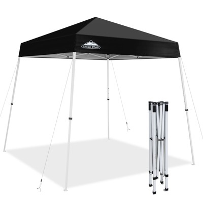 EAGLE PEAK 8x8 Slant Leg Pop Up Canopy Tent Easy Setup Instant Outdoor Beach Canopy 8x8 Base 6x6 Top