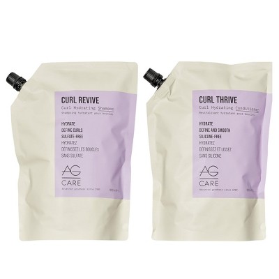 AG Care Curl Revive Shampoo & Curl Thrive Conditioner (33.8 oz Refill XXL Large) - DUO SET for Hydrating, Healthy, Defined Curls