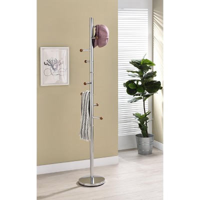 Kings Brand Furniture Wilhelm 8-Hook Coat & Hat Rack Stand, Chrome