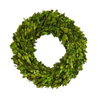 Nearly Natural 14-in Preserved Boxwood Wreath