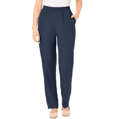Woman Within Tall Woven Hassle-Free Pull-On Pants