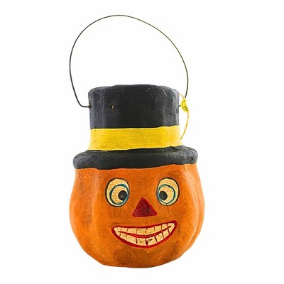 Cody Foster 6.0 Inch Pumpkin Gent Candy Bucket Halloween Decorative Bucket , Lightweight Halloween Decor Halloween Wire Handle (1PC)