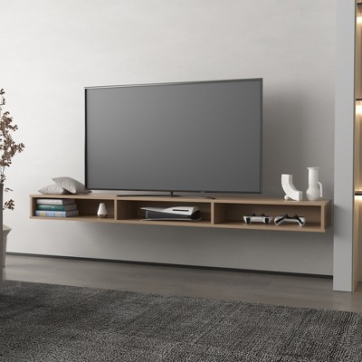 70.9" Manufactured Wood Wall-Mounted TV Stand with Spacious Shelving and Minimalist Design and Sturdy Load Support for Living Room