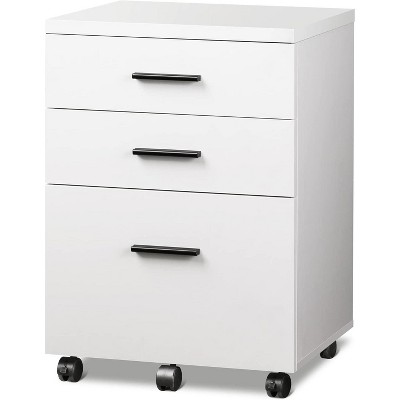 GALAXHERO  3 Drawer File Cabinet for Home Office, Wood Under Desk Filing Cabinet, Rolling Printer Stand with Wheels