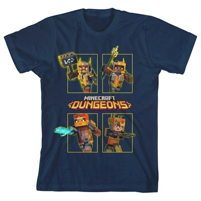 Minecraft Dungeons Boxed-In Characters Boy's Navy T-shirt