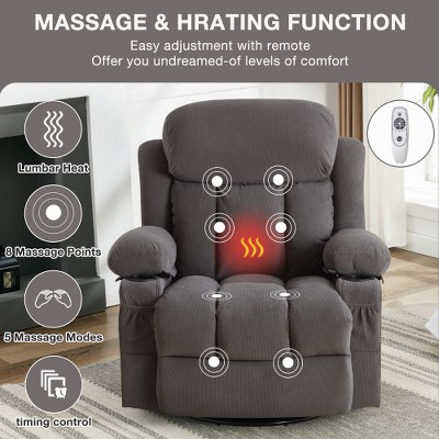 Ridstar Rocking Massage Sofa with Heating Function and Cup Holder For Bedroom & Living Room-Grey