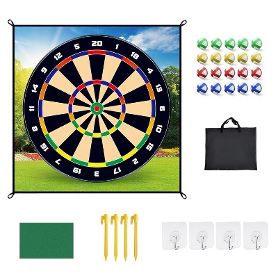 iMountek "Golf Chipping Dart Game Mat Set with 20 Sticky Balls, Ground Stakes, Hooks, Carrying Bag for Kids & Beginners" Black