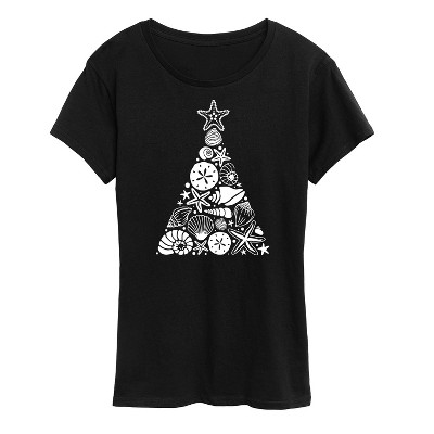 Women's - Instant Message - Sea Shell Christmas Tree Short Sleeve Graphic T-Shirt