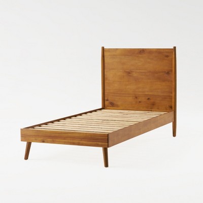 Twin Size Wooden Platform Bed with Headboard for Bedroom