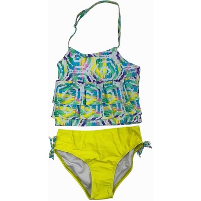 GO COCO Big Girls’ 2-Piece Ruffle Halter Tankini Swimsuit Set