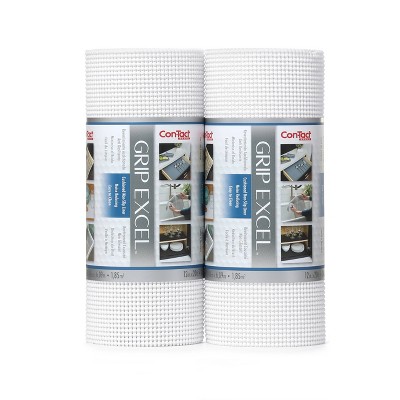 Con-Tact Grip Excel 2pk 12"x20' Bright White: Non-Adhesive Shelf & Drawer Liners for Kitchen Cabinets, Solid White