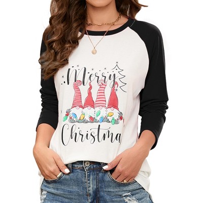 Clearlove Merry Christmas Sweatshirts For Women Christmas Sweatshirt Cute Long Sleeve Raglan Baseball Pullover Top