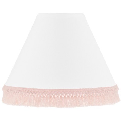 Sweet Jojo Designs Girl Empire Lamp Shade 4in.x7in.x10in. Boho Fringe White and Pink