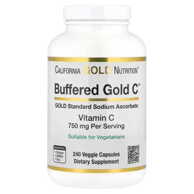 Buffered Gold C by California Gold Nutrition - Non-Acidic Vitamin C Supplement - Immune Support & Seasonal Wellness - Vegetarian Friendly - Gluten